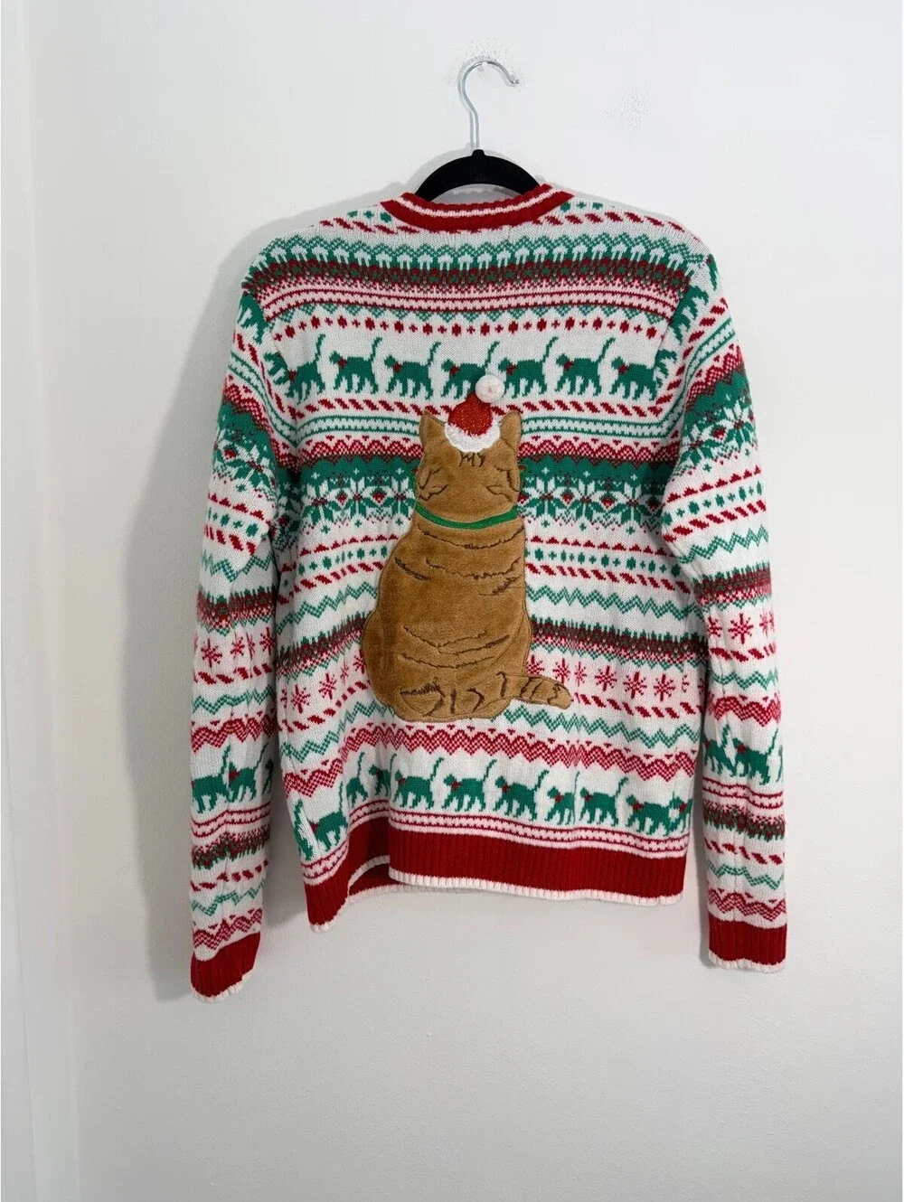 Blizzard Bay Christmas Cat Ugly Sweater 3D Santa Men’s Size L